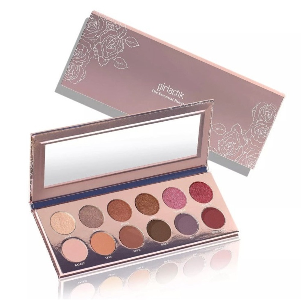 Girlactik The Essential Palette 12 Pan Eyeshadow Matte Shimmer Neutral Berry New